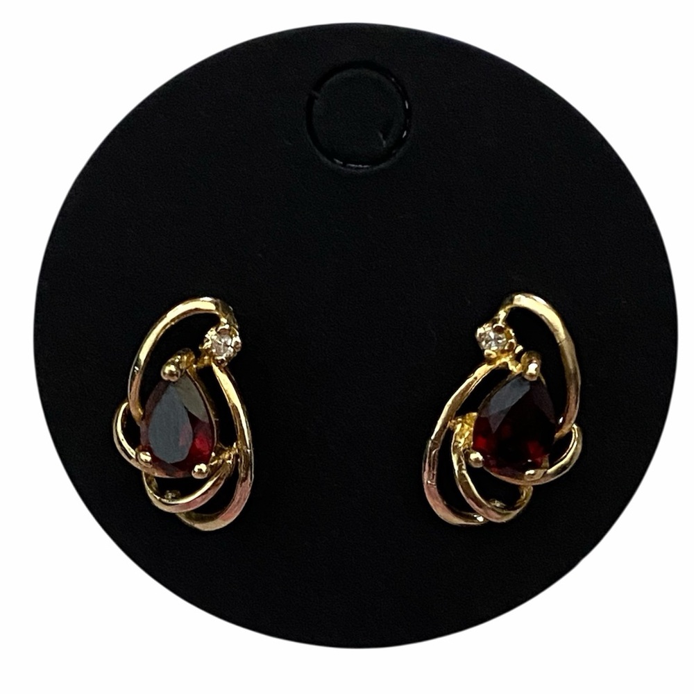 Atlantic Jewelry Company(ATL) 14K yellow gold garnet and diamond earrings